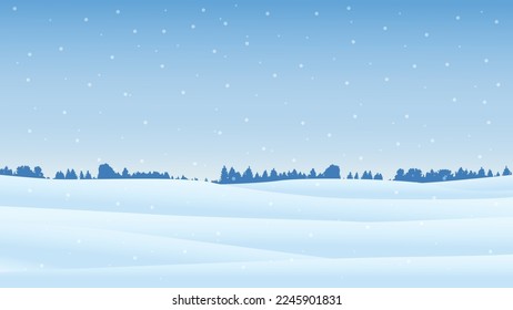 Winter landscape background illustration vector, silhouette