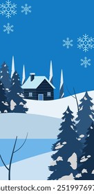 Fundo paisagem de inverno com vista montanha