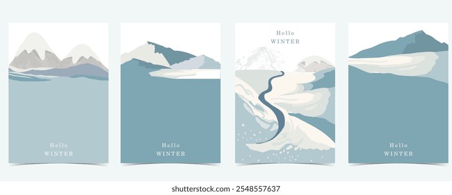winter landscape background with mountain,tree for a4 vertical design