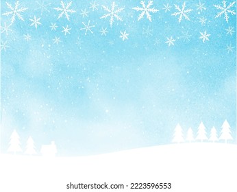 Fondo de paisaje invernal pintado con acuarela