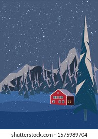 Winter Landscape Background. Simple background style.Merry Christmas and Happy New Year greeting card and banner - winter landscape 