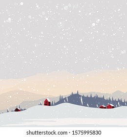 Winter Landscape Background. Simple background style.Merry Christmas and Happy New Year greeting card and banner - winter landscape 