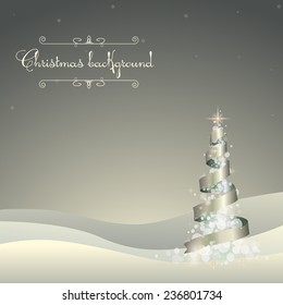 Winter landscape. Background with snow and Christmas tree