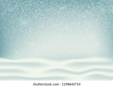 Winter landscape background with snowfall. Background for winter holidays design. Vector illustration.