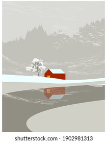 Winter landscape background template vector illustration. Mountain,hill.nature,snow.