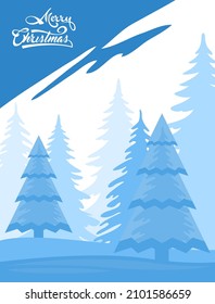 Antecedentes del paisaje invernal con texto Feliz Navidad. Fondo del vector