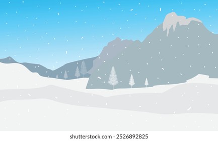 Winter Landscape background vector, snow and white  background, wallpaper