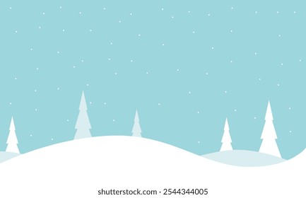 Winter Landscape background vector, snow and Pine trees background. 