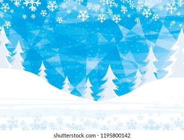 Winter landscape with beautiful forest and snow.