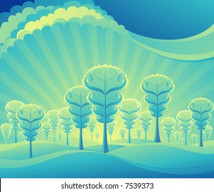Winter landscape. Beautiful vector illustration.