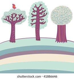 Winter landscape with bird