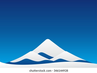 Winter landscape of blue ice mountain with snow like Mt-Fuji on blue sky background. Vector illustration design. 