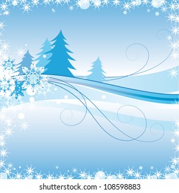 winter landscape, the blue spruce