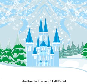  Winter landscape with castle. 