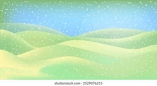 Winter landscape. Christmas card. Happy New Year card. A Christmas winter landscape with drifts of snow. 3D realistic snow background. Snow drifts isolated on hilly background. Christmas Vector illust