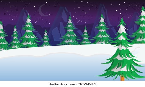 paisaje invernal con árboles de navidad 