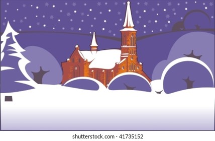 winter landscape with church