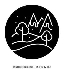 Winter landscape color line icon. Vector illustration.Editable stroke.