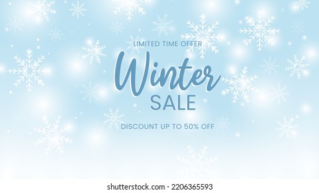 Winter landscape concept with snowflakes
