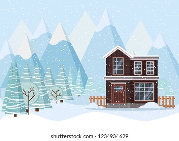 Illustration Cartoon House Winter Season Stock Vector (Royalty Free ...