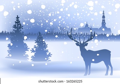  winter landscape with deer
