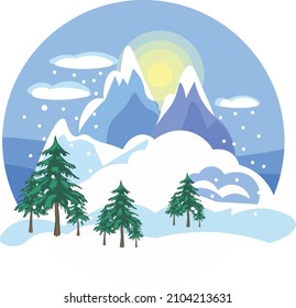Winter Landscape Design for print or use as poster, card, flyer or T Shirt