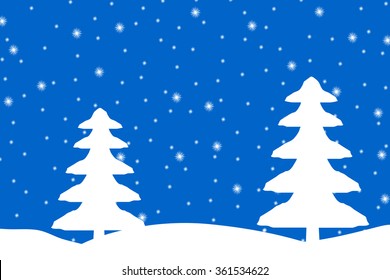 Winter landscape with falling snow.