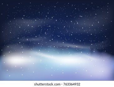 Winter landscape with Falling snow. Christmas and New Year Background.
 Vector illustration. Eps 10.