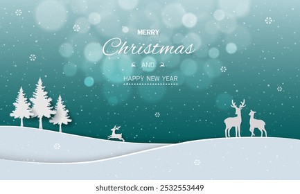 Winter landscape with falling snow on night village,Background for greeting card,poster,celebrate party,Christmas holiday or New year,vector illustration