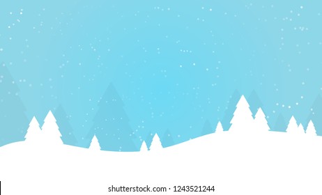 Winter landscape with falling snow - vector illustration