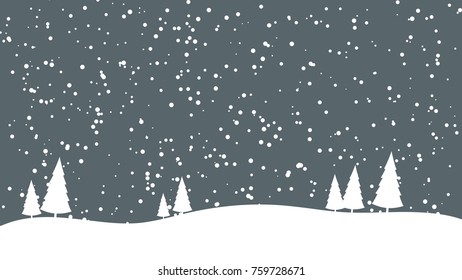 Winter landscape with falling snow - vector illustration