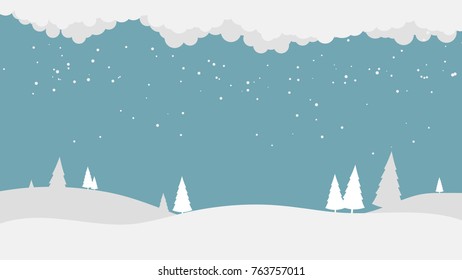 Winter landscape with falling snow - vector illustration