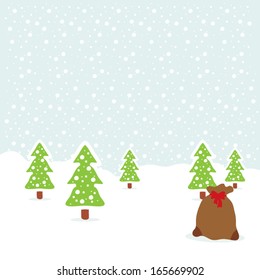 Winter landscape, festive holiday background