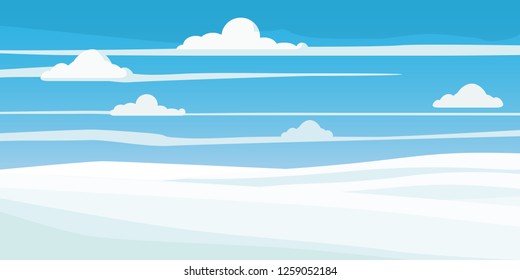 Winter landscape, field in the snow, trees, style, vector, illustration, isolated