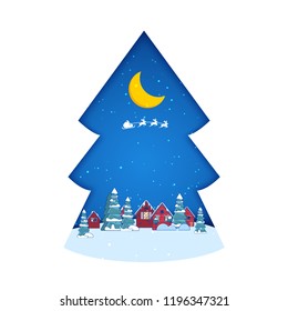Winter landscape with fir trees in snow  Happy New Year 