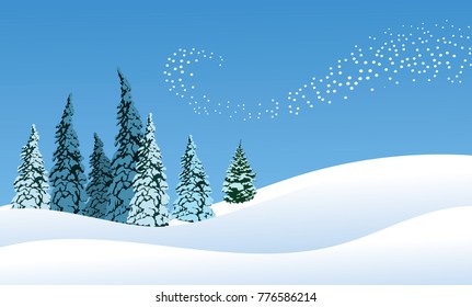 winter landscape with fir trees and snow