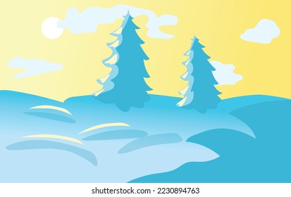 Winter landscape, firs in snow