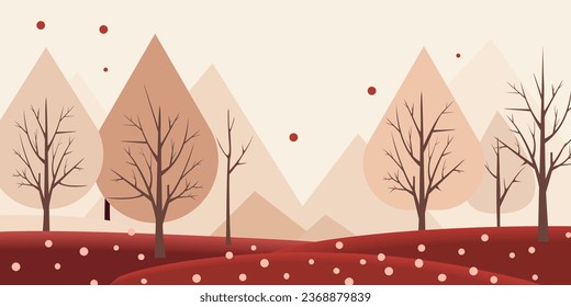 Winter landscape in flat style.
