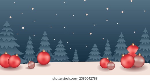Winter landscape in flat style for cards and banners. Christmas landscape. Vector illustration.
