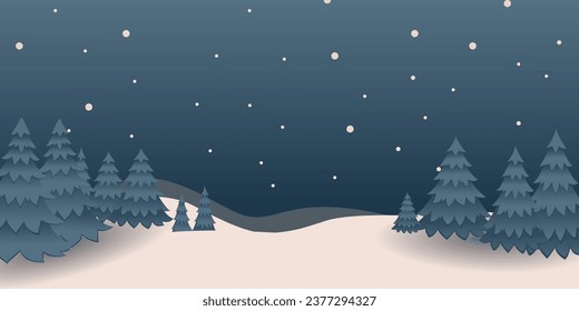 Winter landscape in flat style. The Christmas landscape. Vector illustration.
