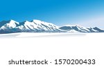 Winter landscape with high mountains