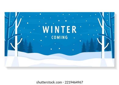 winter landscape horizontal banner background illustration