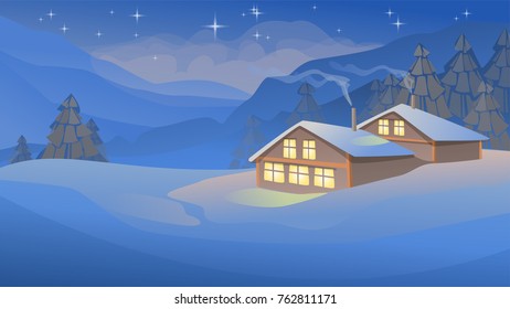 winter landscape with house