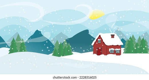 Fondo del paisaje invernal Ilustración vectorial