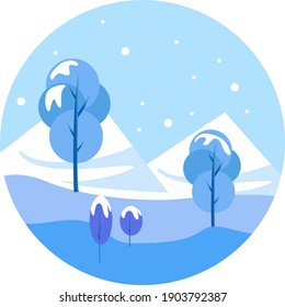 Paisaje invernal, ilustración, vector sobre un fondo blanco.