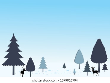winter landscape jungle background with animals