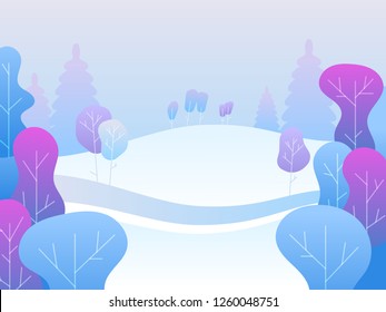 Winter landscape. Merry Christmas and Happy New Year. Parks and outdoors. Flat vector illustration.