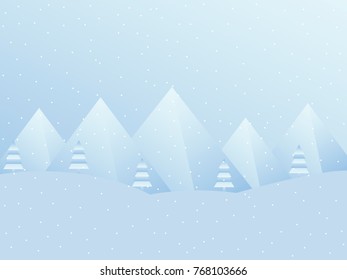 Winter landscape with mountains. A festive background for Christmas, New Year. Vector illustration
