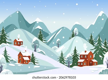 Winter landscape of mountains or scenery view