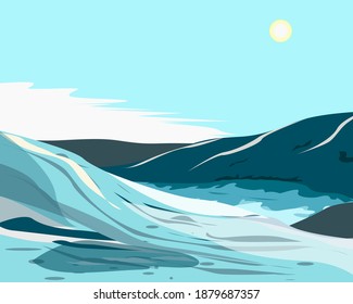 Winter landscape with mountains and snow
